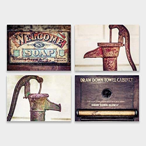 Amazon.com: Rustic Bathroom Wall Decor Set of 4 Unframed 5x7 Prints
