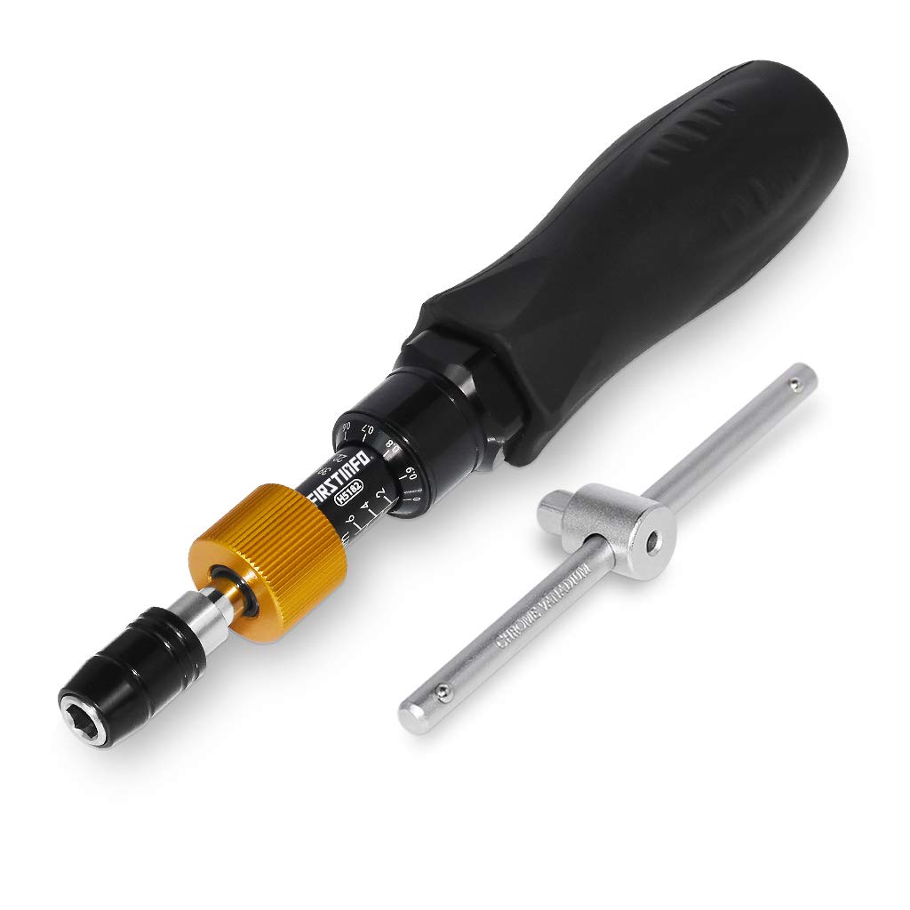 FIRSTINFO H5182 Adjustable Precision Torque Screwdriver 1-6 Nm / 13.28-48.68 in-lbs 1/4" Hex Quick Release Bit Holder Dual Scale with Calibration Certificate