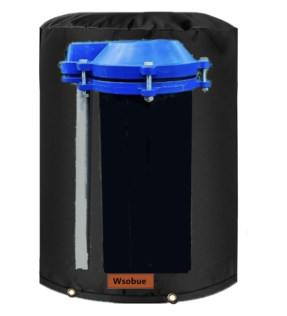 Photo 1 of Wsobue Round Well Head Cover (5°F),Insulated Well Pump Cover ,Decorative Well Pump Covers - 600D Thickened 3 Layers Well Covers for Water Wells Freeze Proof (Black, 8"Dia x 12"H)