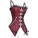 Miss Moly Steampunk Overbust Boned Corset Straps Striped Zipper Front Top Dark Red M
