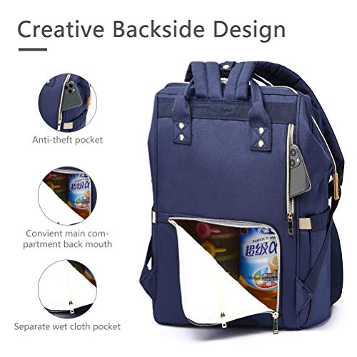 HaloVa Diaper Bag, Baby Nappy Bag, Large Capacity Mommy Daddy Travel Backpack, Blue