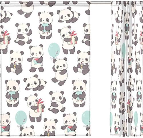レースカーテン 売買 ミラーレースカーテン 遮光 2枚組 パンダ 風船 かわいい 出窓 Uvカット 部屋飾り 透けない 幅140 213cm 目隠し 間仕切り ドアカーテン 薄い