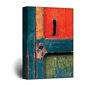 Canvas Wall Art - Rustic Colorful Wooden Door - Giclee Print Gallery Wrap Modern Home Art Ready to Hang - 12x18 inches