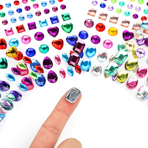 Koogel 540 Psc Rhinestones Sticker, Colorful Self-adhesive Rhinestones Round Crystal Gems Sheet for DIY Crafts Decoration
