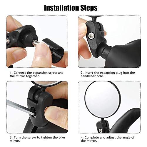 EUNEWR 2 stuks fietsspiegels, universeel, verstelbaar, 360° groothoek, voor 17,4-22 mm vlakke fietsstuur, voor kinderen… - Image 7