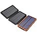 Solar Power Bank, X-DRAGON 10000mAh Solar Charger with 3 Solar Panels,Dual USB, Bright LED Portable Rugged Shockproof Dual USB Solar Battery Charger for iPhone, Cell phone and More-Orange