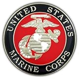 Lapel Insignia Pin - Military - MARINE CORPS - Solid Brass, Gold Plated, and Enamel color filled (M)