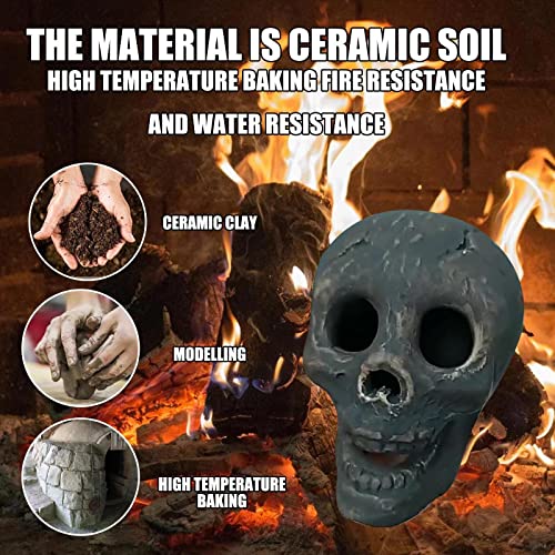 ANGRY LION Halloween Fire Pit Skull,Ceramic,Reusable Fireproof Fire Pit Halloween Decor for Party, BBQ, Bonfire, Campfire, Fireplaces M27