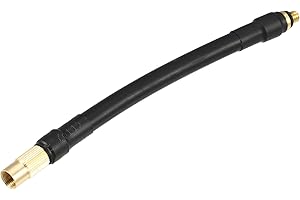 Motoforti Universal M6 Inflator Air Pump Hose Adapter Tyre Valve Inflator Extension Hose, 16cm Length, Copper Rubber, Black