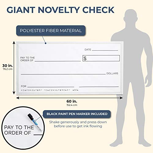 Blue Panda Giant Fabric Novelty Check with Marker, 60 x 30 Inches