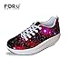 FOR U DESIGNS Cool Casual Galaxy Print High Heels Lace Up Platform Sneakers Shape Ups Shoes for Women US 8