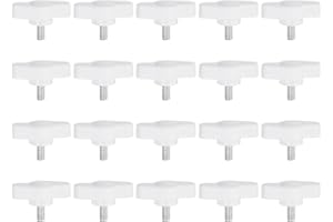 HARFINGTON 20pcs Tee Wing Knobs Thumb Screws M4 x 8mm Standard Male Thread Plastic T Knobs Handles Hand Clamping Knobs Grip Thumbscrew, White