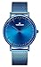 Tonnier Deep Blue Stainless Steel Band Slim Mens Watch Quartz Ocean Depths Blue Watch Face for Men