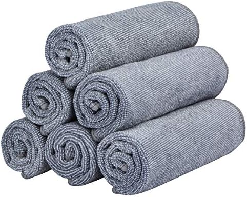 HOPESHINE Facial Cloths Towels Antibacterial Microfiber Makeup Removing Cloths Fast Drying Face Wash cloths 6 pack 12 inch x 12 inch (12 inch x 12 inch, Light Grey X6)