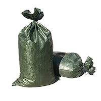 Intock Sandbags | Military Grade Empty Dark Green Woven Polypropylene Heavy Duty Sand Bags | With Strong Drawstring Closure Ties | 4000 Hrs Of UV Protection | 14" x 26" Size | 50 Lbs Capacity | 20 Pcs