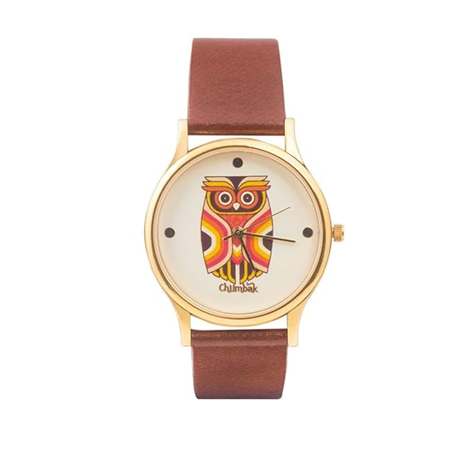 Chumbak Aztec Owl Analogue White Round Dial Women's Wrist Watch