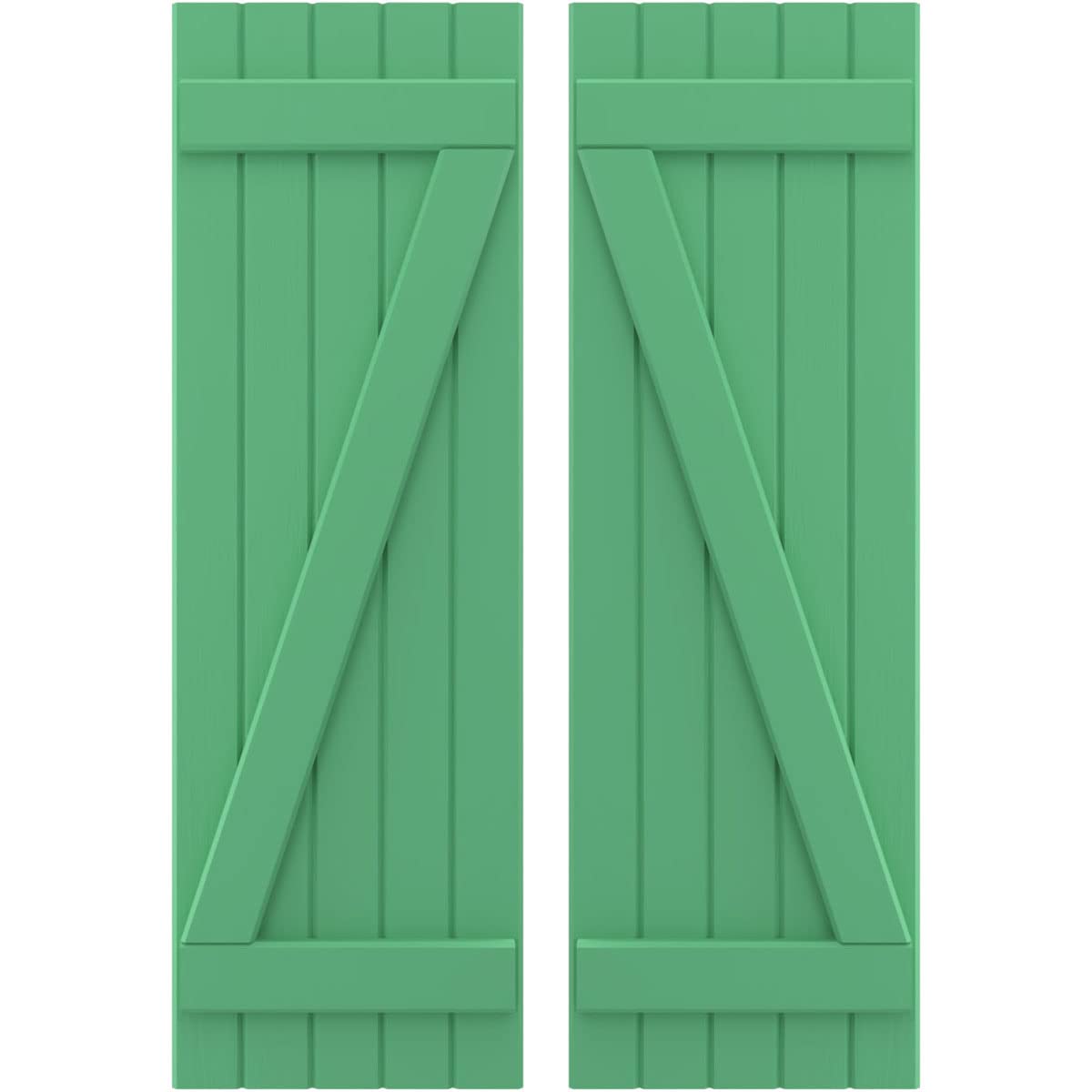 17 1/2″W x 47″H Americraft Five Board (2 Batten) Exterior Real Wood Joined Board-n-Batten Shutters w/Z-Bar (Per Pair), Lily Pads
