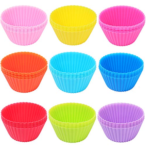 SUBANG 45 Pieces Reusable Silicone Baking Cups Cupcake Liners for Weddings,Birthdays,Baby Showers,9 Colors - Thumbnail 7
