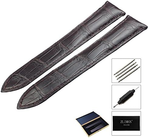 Lizoyona Customized Long Part Crocodile Leather Watch Band Strap for Men Color Brown Choose Width 22mm