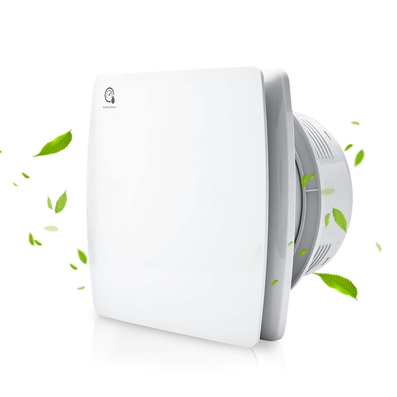 WingFly Bathroom Extractor Fan 100mm with Humidity Sensor and Backflow Flap Timer, Adjustable Run-on Time, 95m³/h, 12 Watt / 34dB for Bathroom, Toilet, Kitchen, White (Humidity sensor & timer)