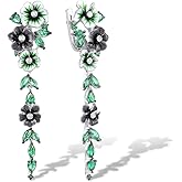 Santuzza Sterling Silver Green Spinel Enamel Peony Flower Earrings for Women