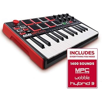 Akai Professional MPK Mini MKII | 25 Key Portable USB MIDI Keyboard With 8 Backlit Performance Ready Pads, 8 Assignable Q Link Knobs & A 4 Way Thumbstick