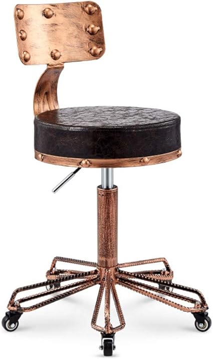 Calyvina Tabouret De Salon De Style Industriel Vintage Reglable En Hauteur Chaise De Bureau Pivotante Sur Roulettes Massage Spa Tabouret De Chaise Avec Dossier En Cuir Brown2 Amazon Fr Cuisine Maison