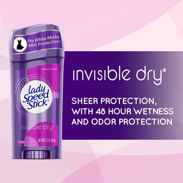 LADY SPEED STICK INVISIBLE DRY ANTIPERSPIRANT & DEODORANT, SHOWER FRESH – PURPLE 2.3 OZ