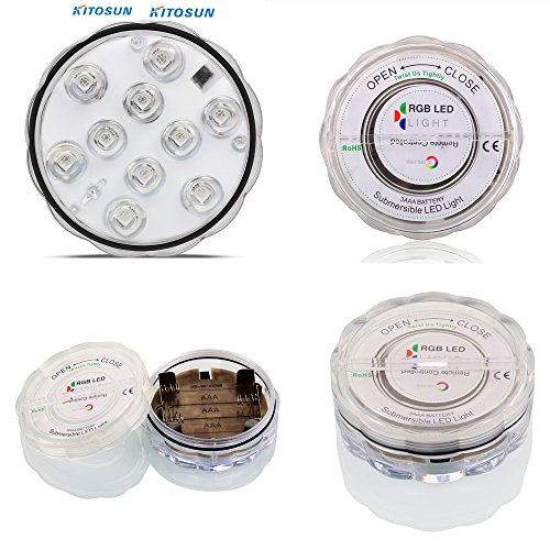 KITOSUN Submersible LED Lights Battery RGBW Multicolors Waterproof LED Light Base with Remote for Wedding Party Events Centerpieces Vases Floral Pond Fish Tank Pool Hot Tub Punk Accent Lighting