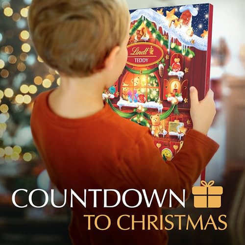 LINDT HOLIDAY TEDDY BEAR CHOCOLATE CANDY ADVENT CALENDAR, 4.5 OZ.