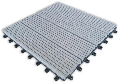 Build4eco - Century Outdoor Living DIY Outdoor Patio Deck Tile Interlocking Decking Tile Composite Wood Deck Flooring Gray 4 Slate Style (10 Tiles, 12-inch X 12-inch)