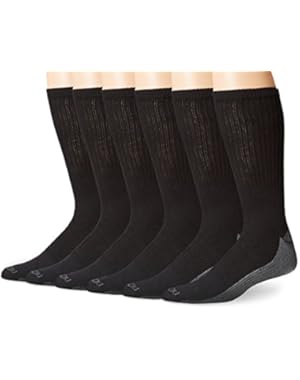 Men's 6 Pack Dri-Tech Comfort Crew Socks - Big & Tall, Black/Grey, 13-15 Sock/12-15 Shoe
