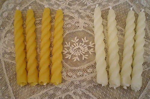 Pure Beeswax Tiny Twist Taper Candles Set of 4 White or Natural