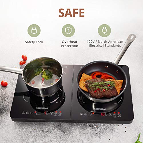 GASTRORAG LCD 1800W DOUBLE PORTABLE INDUCTION COOKTOP COUNTERTOP BURNER, SENSOR TOUCH STOVE
