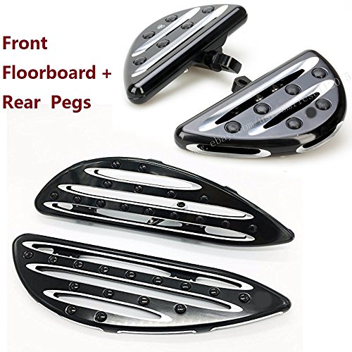 Black CNC Passenger Floorboards For Harley Davidson - Stretched Design
