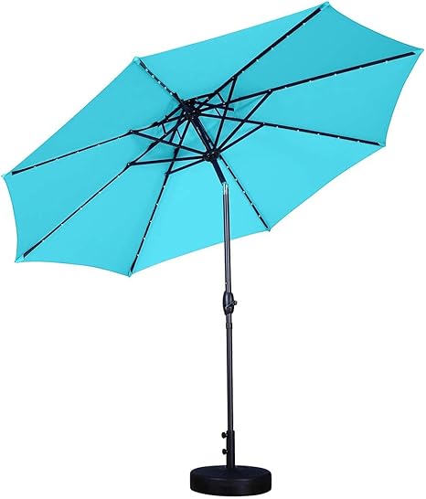 HLLL Solar-Offset Gartenschirm 10 FT Solar-LED-Leuchten 360 Grad