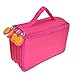 72 Slots Pencil Holder, Ishua Handy Wareable Oxford Pencils Case Pencil Organizer Portable Watercolor Pencil Wrap Case (Hot Pink) Handy Multi-layer Pencil Bags for Gel Pens,Marco Pens,Makeup Brush