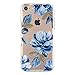 iPhone 8 Plus/iPhone 7 Plus Case(5.5inch),Blingy's Beautiful Flower Pattern Series Transparent Soft Rubber TPU Clear Case for iPhone 8 Plus/iPhone 7 Plus (Blue and White Flower)