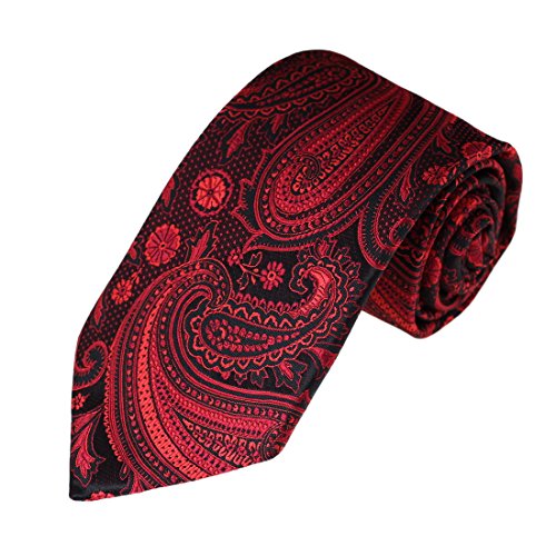 Epoint EAGB0137 Black Red Patterned Microfiber Mens Tie Gift Idea For Extra Long Tie