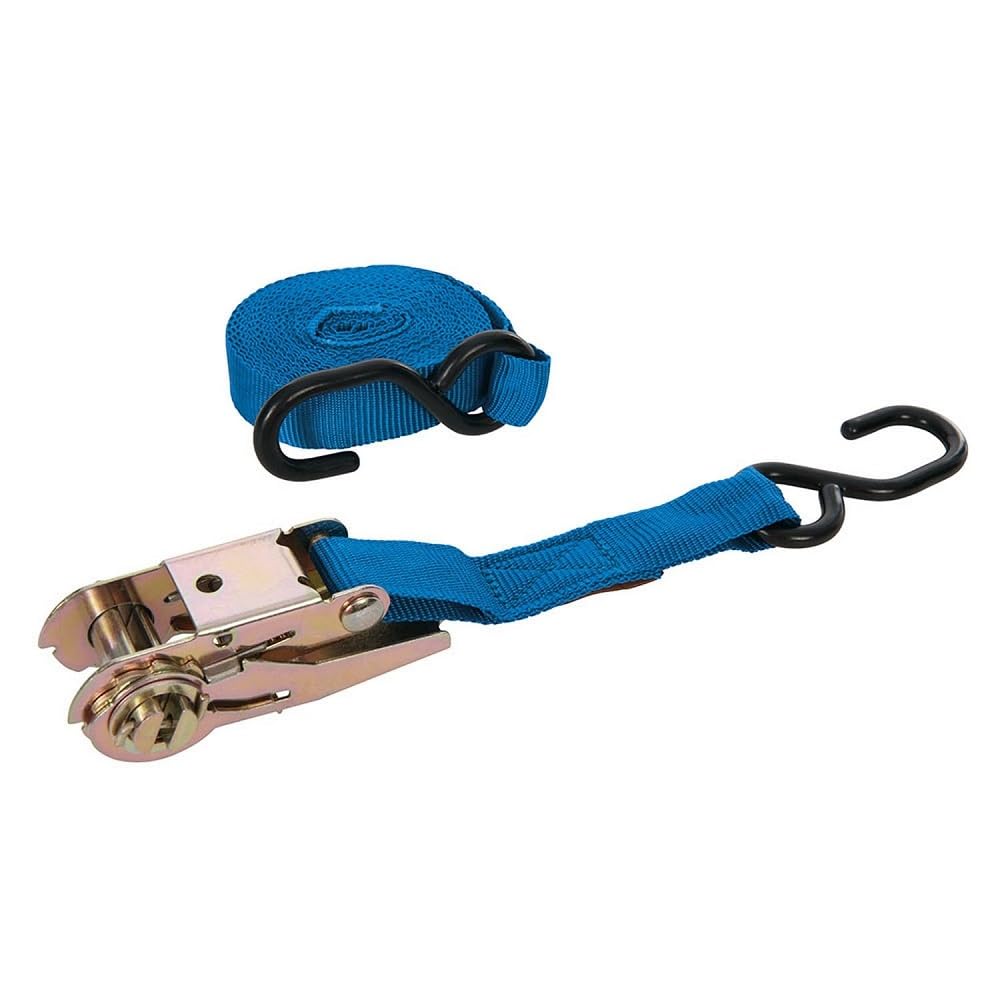 Silverline Ratchet Tie Down Strap S-Hook 4.5m x 25mm - Rated 250kg Capacity 500kg (MS21S)