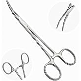 Kelly Hemostat Forceps Tweezers 5.5" Curved-Fishing Clamps for Nurses | Surgical stainless steel instrument for tweezing &amp; dog hair-pulling; durable, precision tool for veterinary, piercing, craft.