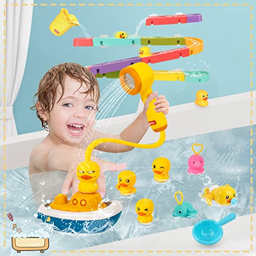 Bath Toy, HENGPHY 39PCS Bathtub Toys with Marble Run, Automatic Shower