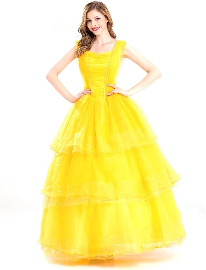 2017 Adult Belle Costume Ladies Cosplay Princess Fancy Dress Gown - S UK Sizes 6-8