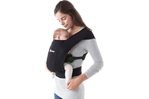 Ergobaby Embrace Cozy Newborn Baby Wrap Carrier (7-25 Pounds), Ponte Knit, Pure Black
