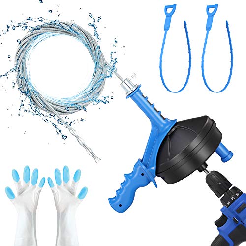 Drain Auger, Breezz Clog Remover with Drill Adapter, 25 Feet Heavy Duty