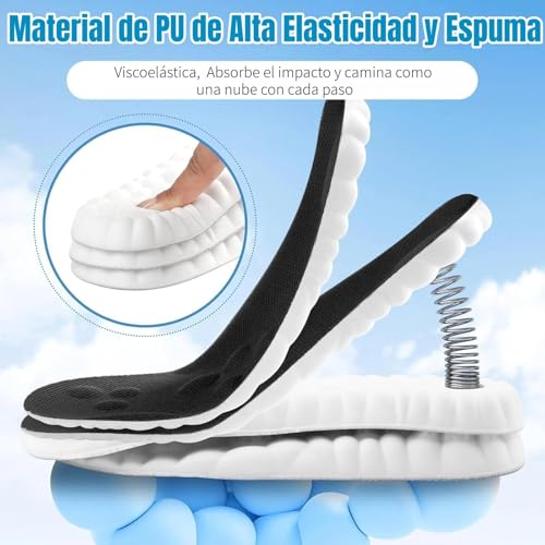2 Pares Plantillas para Fascitis Plantar, Plantilla Ortopédicas para Mujer y Hombre, Plantilla para Zapatos con Apoyo de Arco, Plantilla Memory Foam Antifatiga, Aliviar el Dolor de Pies (Negro 23-25)