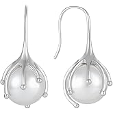 SeiMios 925 Sterling Silver Pearl Earrings for Women Pearl Dangle Drop Earring Classic Elegant Jewelry Gift