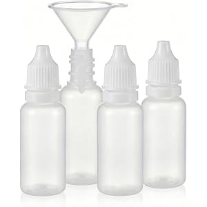 Qixiang CB 5 PCS 4 Bottles + 1 Funnel 15ml 0.5oz Small Plastic Dropper Bottles -Empty, Portable & Refillable Travel Container