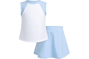 ODASDO Girls Tennis Golf Outfit Sleeveless Dress Tank Top with Pocket Shorts Skorts Set Sportswear Workout Athletic Clothes