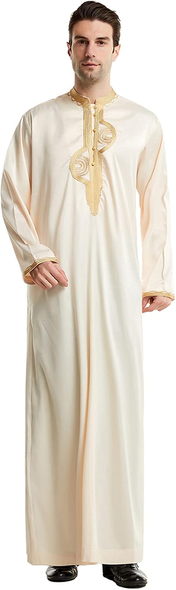 Herren Muslimische Robe - Arabia Style Langarm Tasche Lose Robe